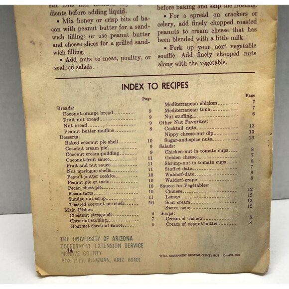 1971 USDA Consumer Guide Nuts in Family Meals Vtg Recipe Booklet Bulletin 176 - Picture 8 of 9